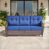 3-Seater T-Back Sofa – 5" Thick High-Density Cushions, All-Weather Brown Wicker, T Series - Belord