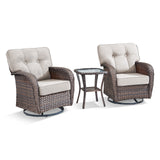 2-Piece Swivel Glider Set w/Side Table: Ergonomic T-Back Design, 5" Thick Seat Cushions – T Series - Belord