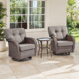2-Piece Swivel Glider Set w/Side Table: Ergonomic T-Back Design, 5" Thick Seat Cushions – T Series - Belord