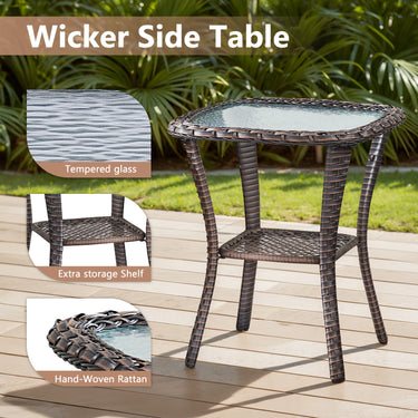 Belord luxury 5-piece patio conversation set with 3-seater sofa, 2 chairs, side and coffee tables, all-weather PE wicker, plush cushions
