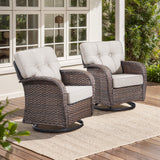 Swivel Patio Chairs (Set of 2) – Wide T-Back Design & 5" Thick Cushions, T Series - Belord