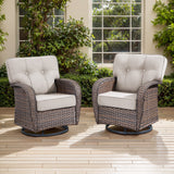 Swivel Patio Chairs (Set of 2) – Wide T-Back Design & 5" Thick Cushions, T Series - Belord