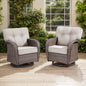 Swivel Patio Chairs (Set of 2) – Wide T-Back Design & 5" Thick Cushions, T Series
