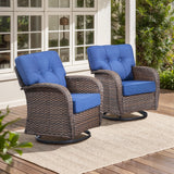 Swivel Patio Chairs (Set of 2) – Wide T-Back Design & 5" Thick Cushions, T Series - Belord