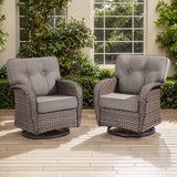 Swivel Patio Chairs (Set of 2) – Wide T-Back Design & 5" Thick Cushions, T Series - Belord