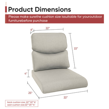 2 Set High Back and Deep Seating Outdoor Cushion - Belord