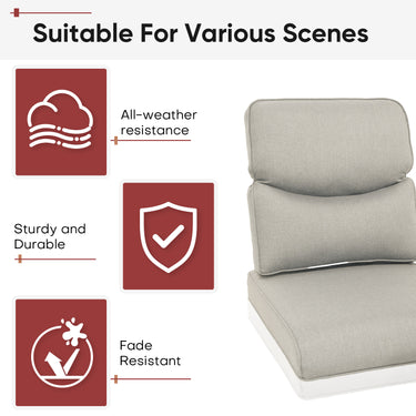 2 Set High Back and Deep Seating Outdoor Cushion - Belord