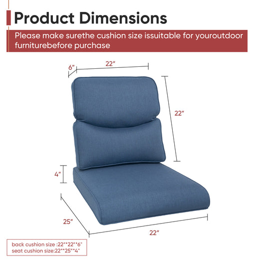 2 Set High Back and Deep Seating Outdoor Cushion