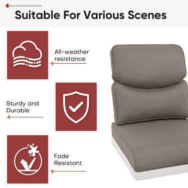 2 Set High Back and Deep Seating Outdoor Cushion - Belord