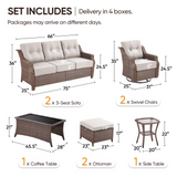 Eight-piece Belord Wicker Swivel Glider Chairs and Dual Sofa patio conversation set from the OVOLO Series, featuring comfortable outdoor seating.