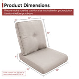 2 Set High Back and Deep Seating Outdoor Cushion with Button, 22'' x 24'' - Belord