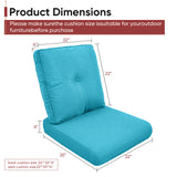 2 Set High Back and Deep Seating Outdoor Cushion with Button, 22'' x 24'' - Belord