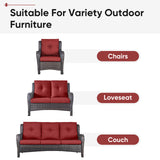 2 Set High Back and Deep Seating Outdoor Cushion with Button, 22'' x 24'' - Belord