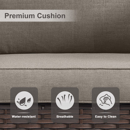 Patio Conversation Set 6-Piece with Sofa, Patio Chairs, Height-Adjustable Fire Pit Table, and Ottoman, GRS Series