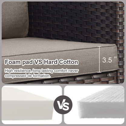 Patio Conversation Set 6-Piece with Sofa, Patio Chairs, Height-Adjustable Fire Pit Table, and Ottoman, GRS Series