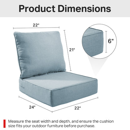 Belord 4-Piece Replacement Seat Back Cushions Set with Olefin Fabric and Zipper, 6"H x 22"W x 24"D