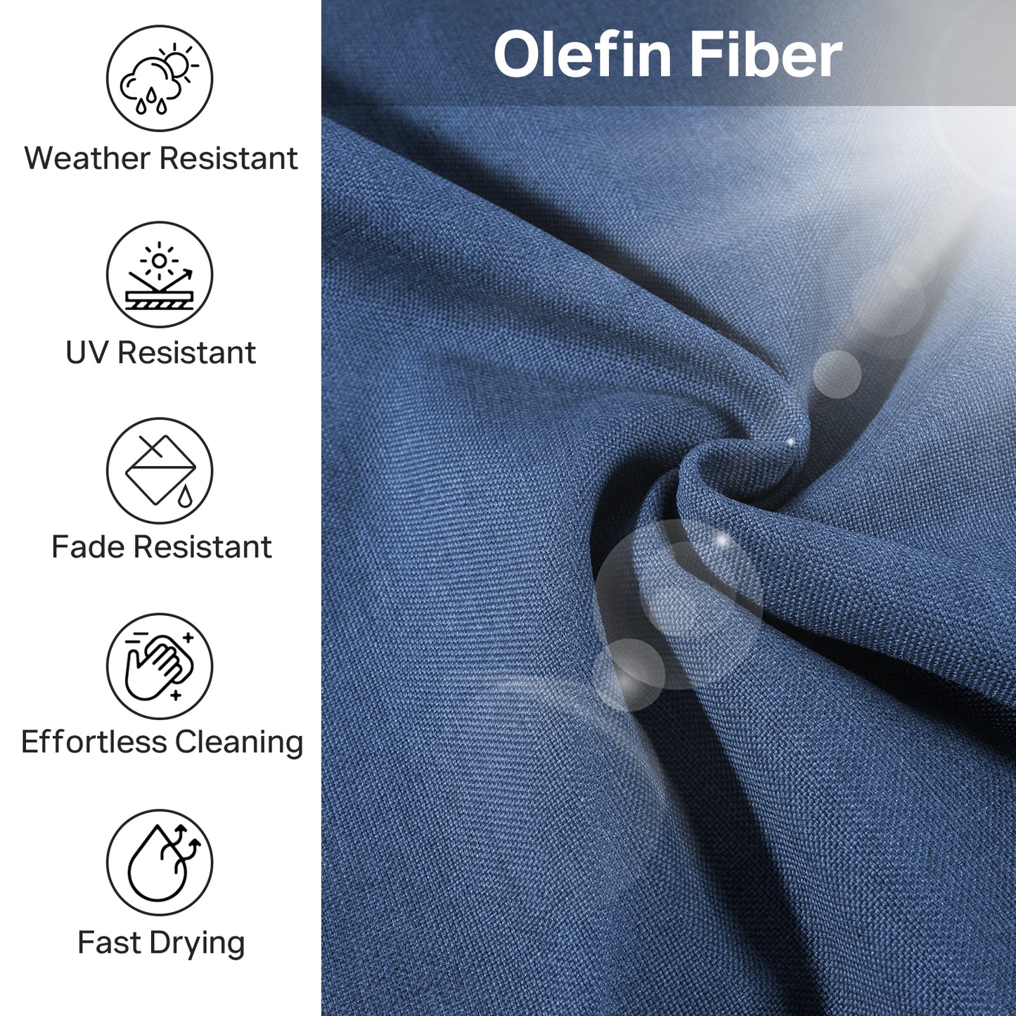 Belord 4-Piece Replacement Seat Back Cushions Set with Olefin Fabric and Zipper, 6"H x 22"W x 24"D