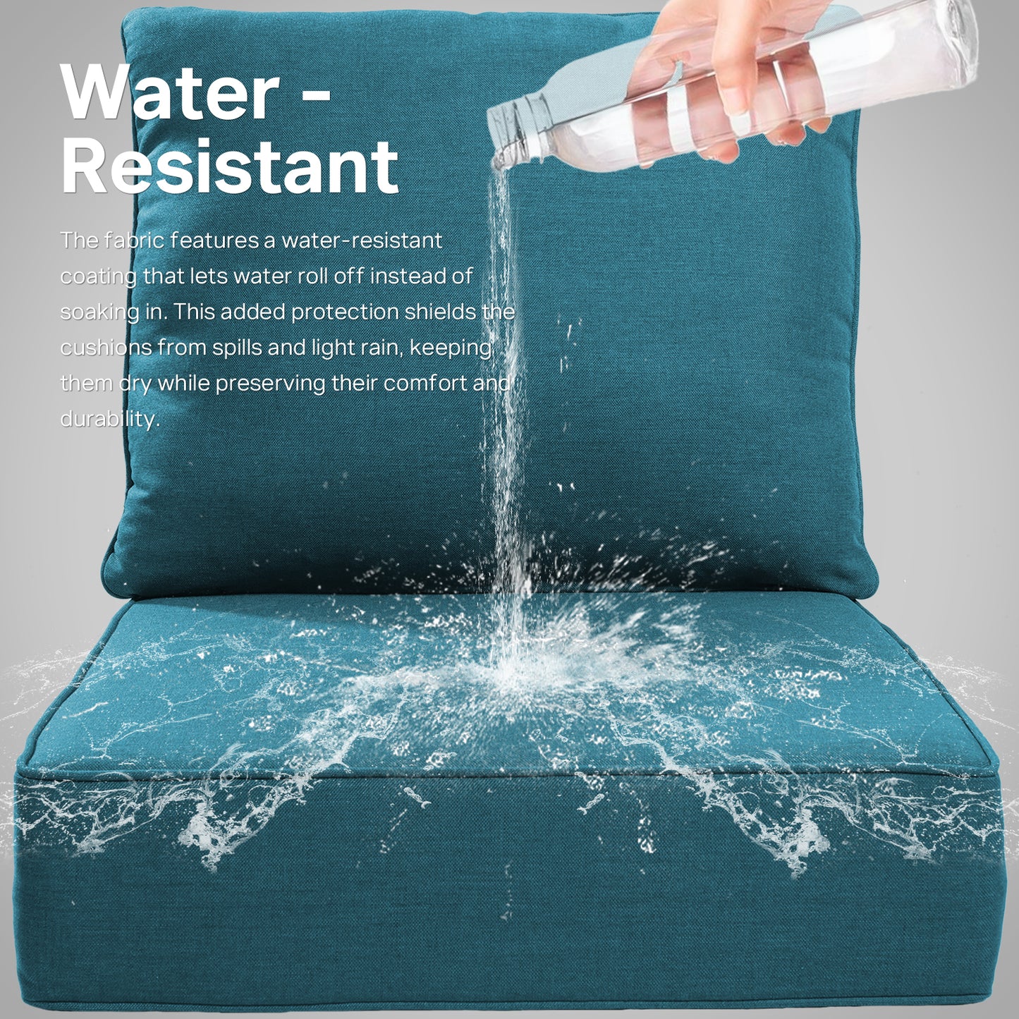 Belord 4-Piece Replacement Seat Back Cushions Set with Olefin Fabric and Zipper, 6"H x 22"W x 24"D