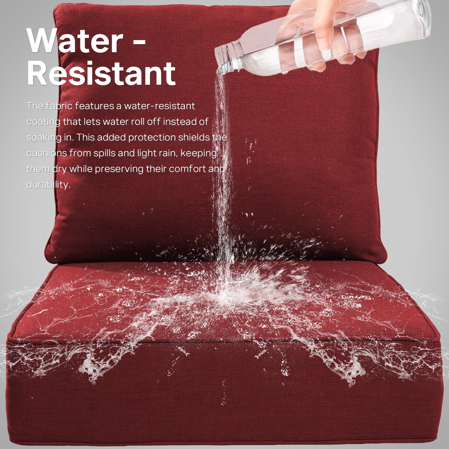 Belord 4-Piece Replacement Seat Back Cushions Set with Olefin Fabric and Zipper, 6"H x 22"W x 24"D