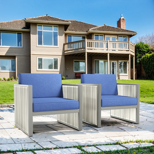 2-Piece Patio Chairs - Light Grey Wicker Frame, BM Series