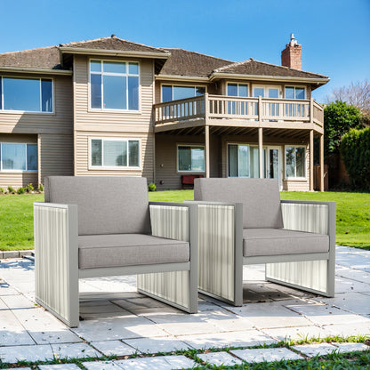 2-Piece Patio Chairs - Light Grey Wicker Frame, BM Series