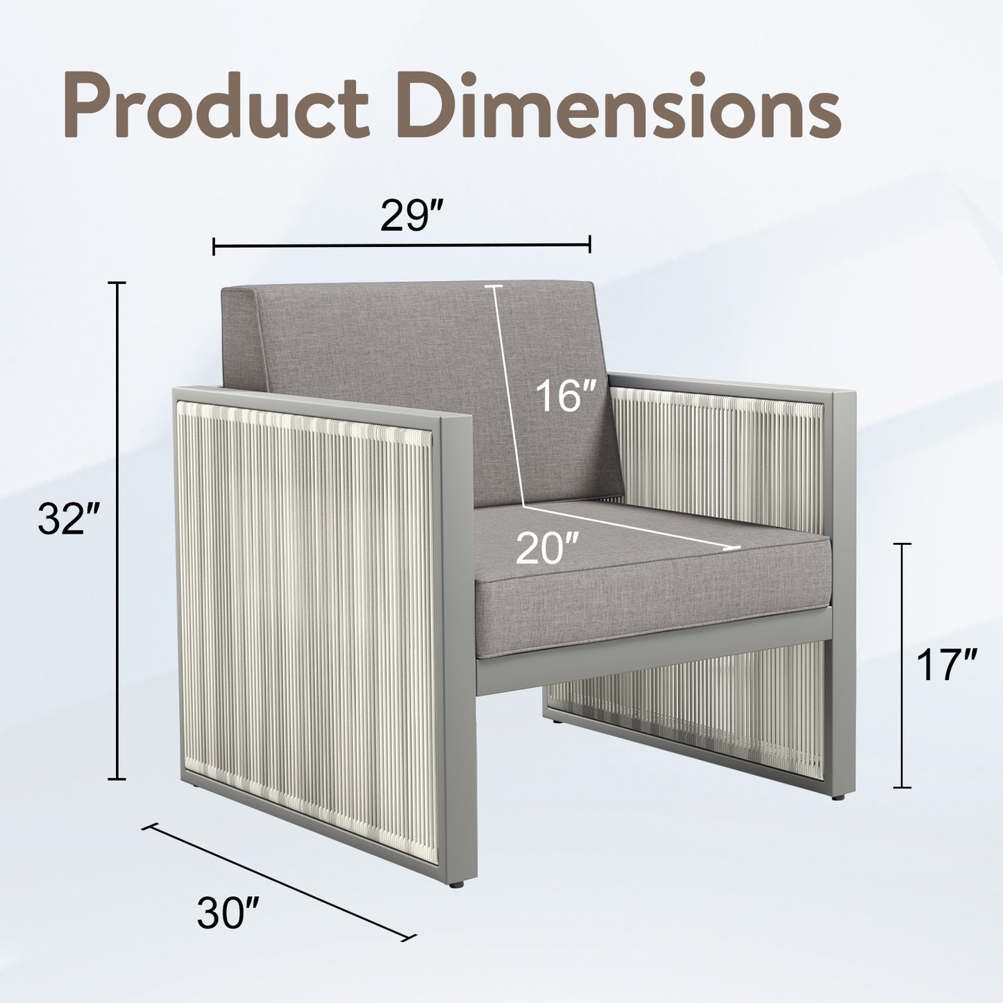 2-Piece Patio Chairs - Light Grey Wicker Frame, BM Series