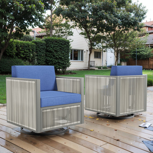 2-Piece Patio Swivel Glider Chair - Light Grey Wicker Frame, BM Series