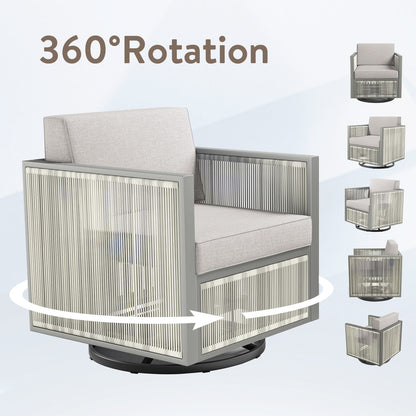 2-Piece Patio Swivel Glider Chair - Light Grey Wicker Frame, BM Series