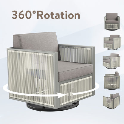2-Piece Patio Swivel Glider Chair - Light Grey Wicker Frame, BM Series