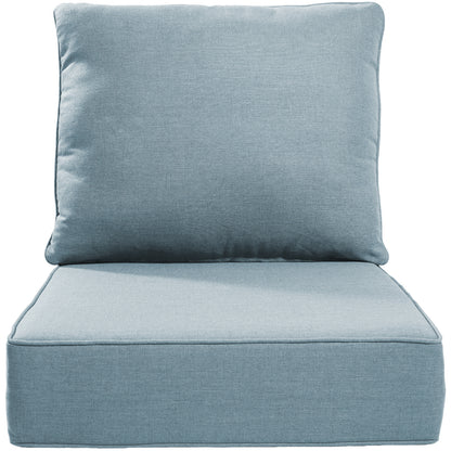 High Back Deep Seat Cushion, 2-Piece Set for Patio Sofas and Chairs, 6"H x 22"W x 24"D