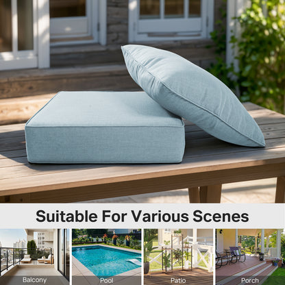 High Back Deep Seat Cushion, 2-Piece Set for Patio Sofas and Chairs, 6"H x 22"W x 24"D