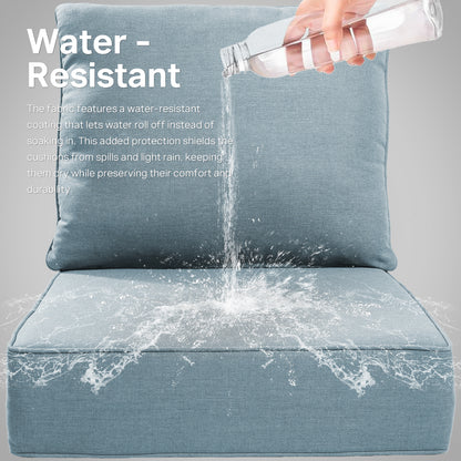 High Back Deep Seat Cushion, 2-Piece Set for Patio Sofas and Chairs, 6"H x 22"W x 24"D