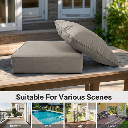 High Back Deep Seat Cushion, 2-Piece Set for Patio Sofas and Chairs, 6"H x 22"W x 24"D