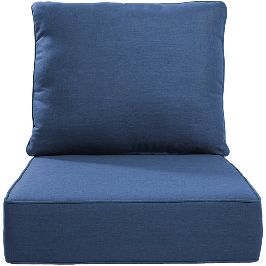 High Back Deep Seat Cushion, 2-Piece Set for Patio Sofas and Chairs, 6"H x 22"W x 24"D