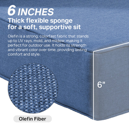 High Back Deep Seat Cushion, 2-Piece Set for Patio Sofas and Chairs, 6"H x 22"W x 24"D