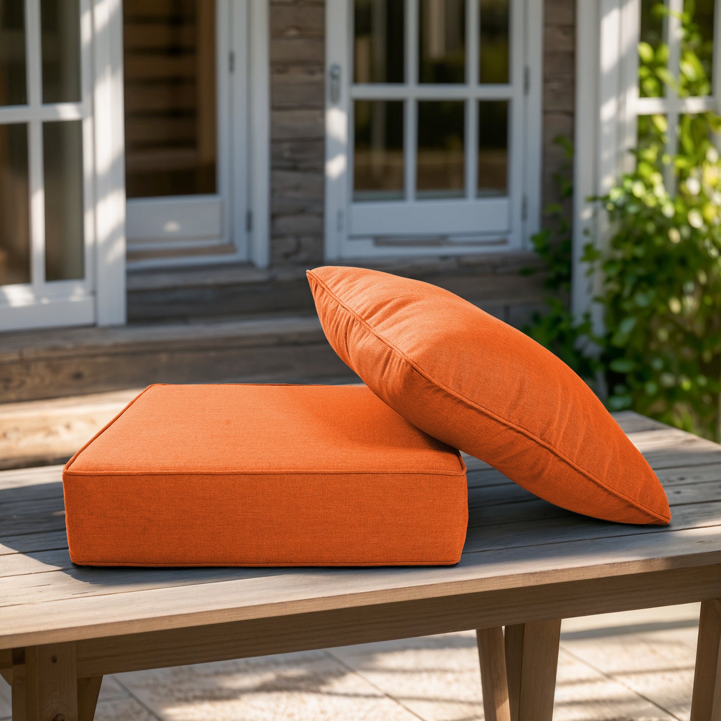 High Back Deep Seat Cushion, 2-Piece Set for Patio Sofas and Chairs, 6"H x 22"W x 24"D