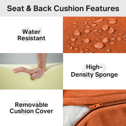 High Back Deep Seat Cushion, 2-Piece Set for Patio Sofas and Chairs, 6"H x 22"W x 24"D