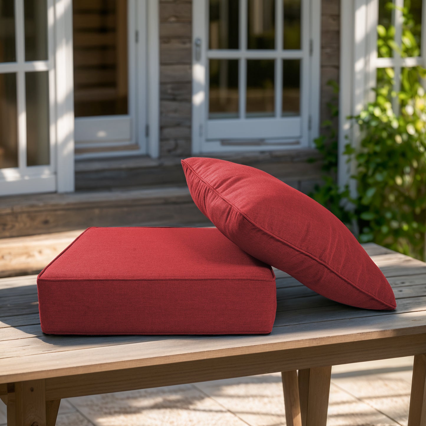 High Back Deep Seat Cushion, 2-Piece Set for Patio Sofas and Chairs, 6"H x 22"W x 24"D