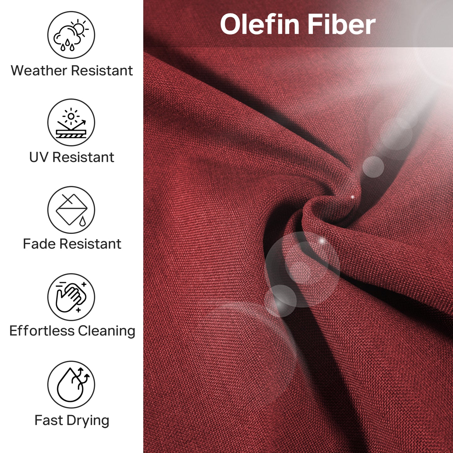 High Back Deep Seat Cushion, 2-Piece Set for Patio Sofas and Chairs, 6"H x 22"W x 24"D