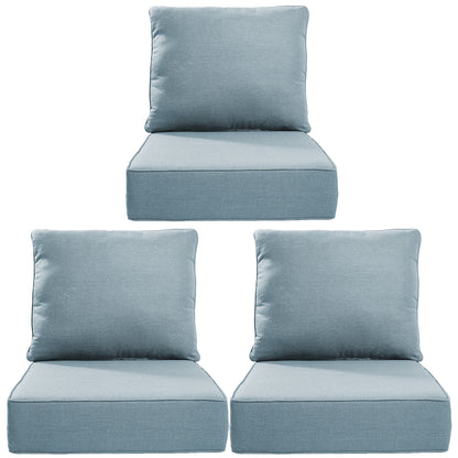 High Back Deep Seat Cushion, 6-Piece Set for Patio Sofas and Chairs, 6"H x 22"W x 24"D