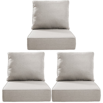 High Back Deep Seat Cushion, 6-Piece Set for Patio Sofas and Chairs, 6"H x 22"W x 24"D