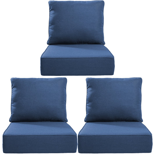 High Back Deep Seat Cushion, 6-Piece Set for Patio Sofas and Chairs, 6"H x 22"W x 24"D