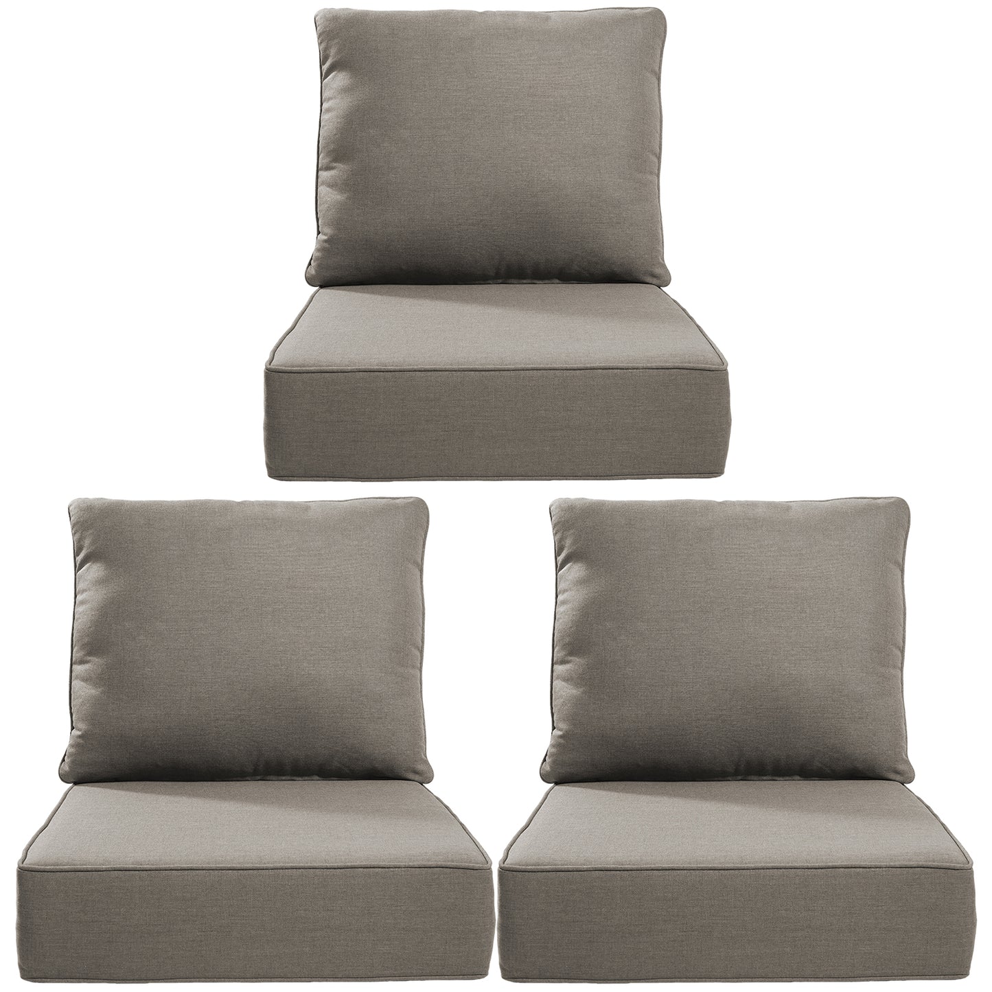 High Back Deep Seat Cushion, 6-Piece Set for Patio Sofas and Chairs, 6"H x 22"W x 24"D