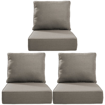 High Back Deep Seat Cushion, 6-Piece Set for Patio Sofas and Chairs, 6"H x 22"W x 24"D