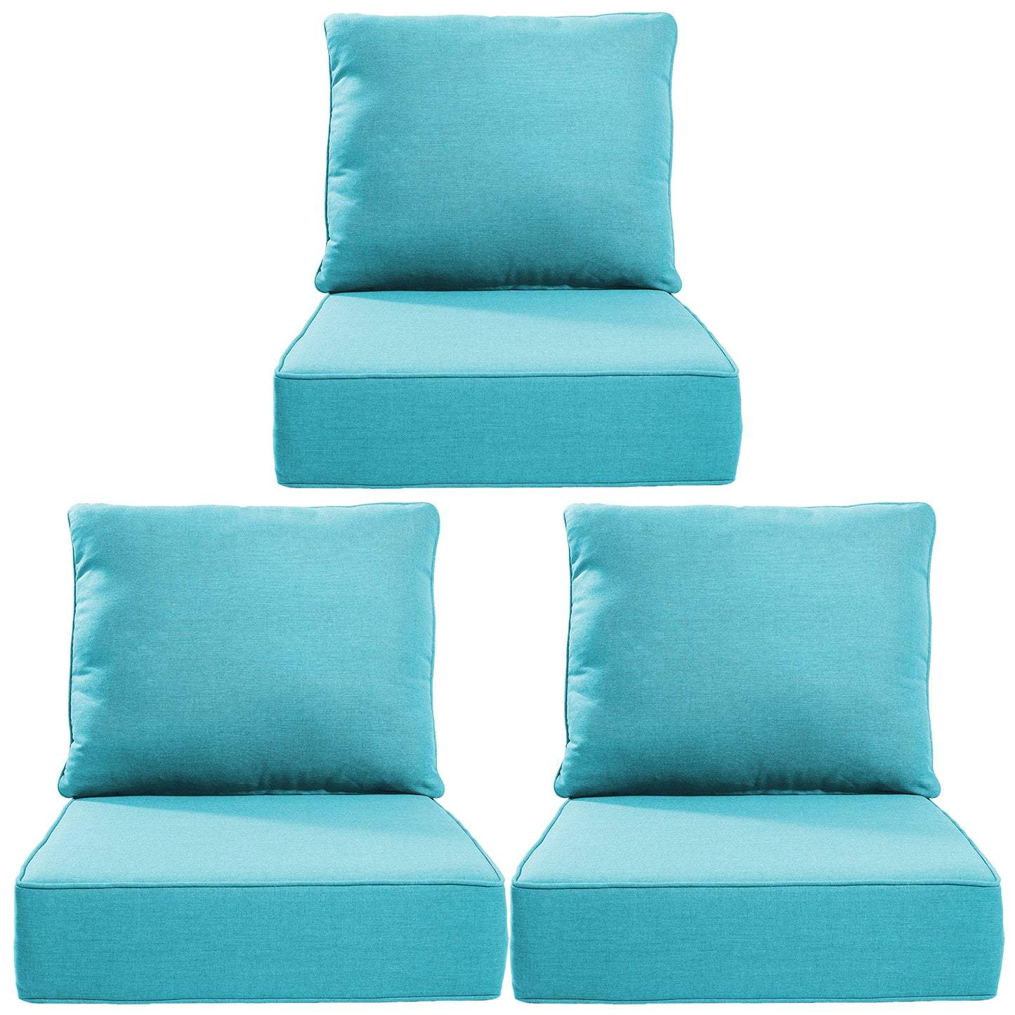 High Back Deep Seat Cushion, 6-Piece Set for Patio Sofas and Chairs, 6"H x 22"W x 24"D