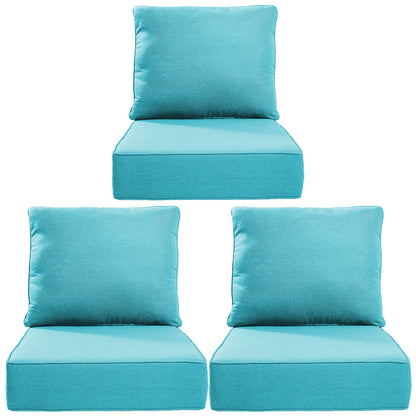 High Back Deep Seat Cushion, 6-Piece Set for Patio Sofas and Chairs, 6"H x 22"W x 24"D