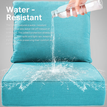 High Back Deep Seat Cushion, 6-Piece Set for Patio Sofas and Chairs, 6"H x 22"W x 24"D