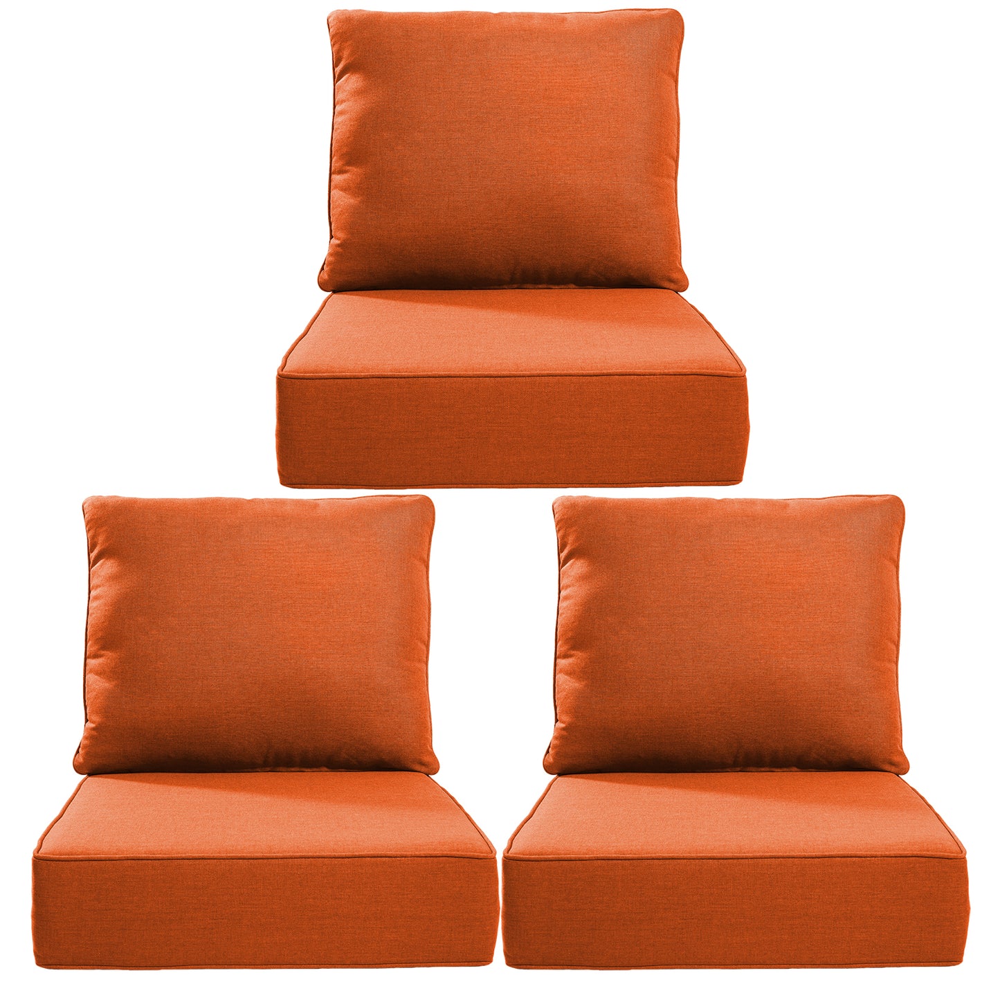 High Back Deep Seat Cushion, 6-Piece Set for Patio Sofas and Chairs, 6"H x 22"W x 24"D