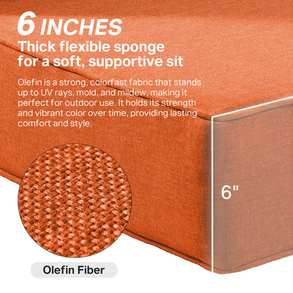 High Back Deep Seat Cushion, 6-Piece Set for Patio Sofas and Chairs, 6"H x 22"W x 24"D