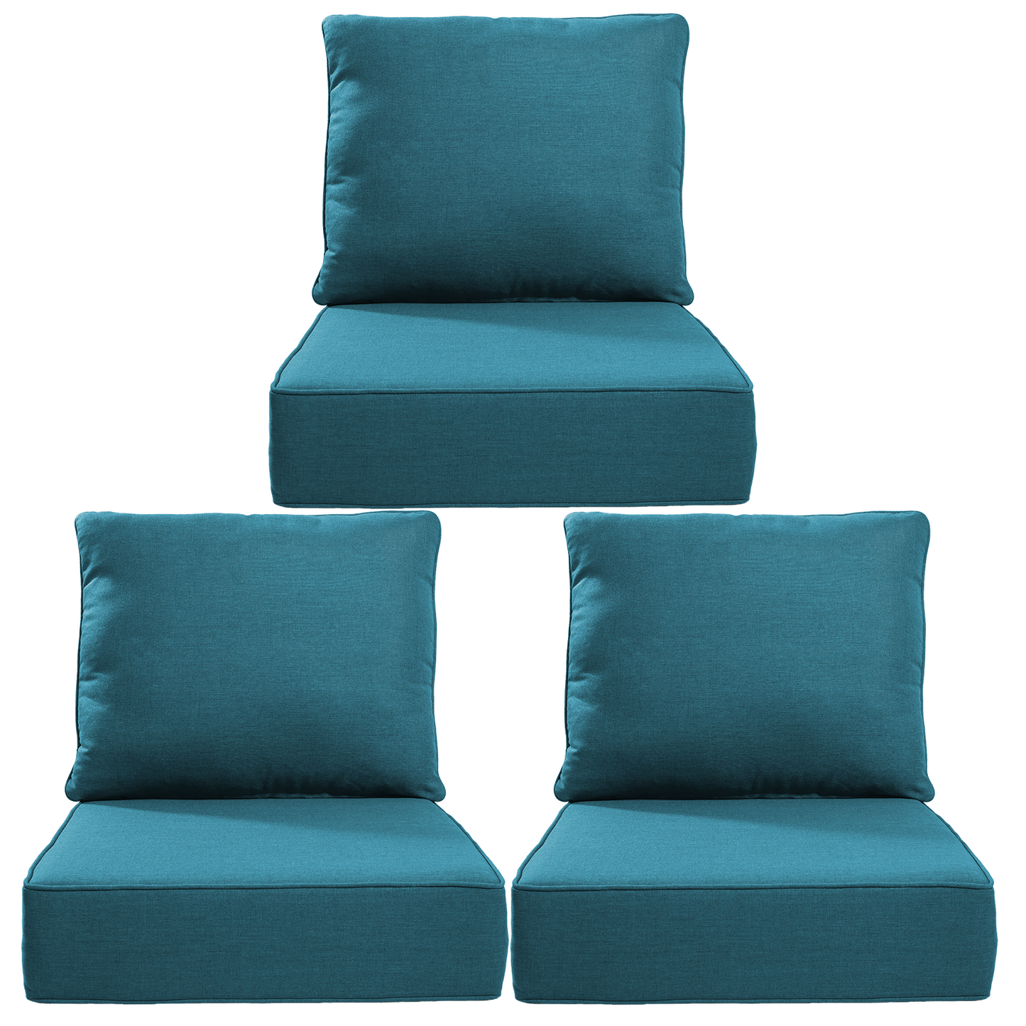 High Back Deep Seat Cushion, 6-Piece Set for Patio Sofas and Chairs, 6"H x 22"W x 24"D